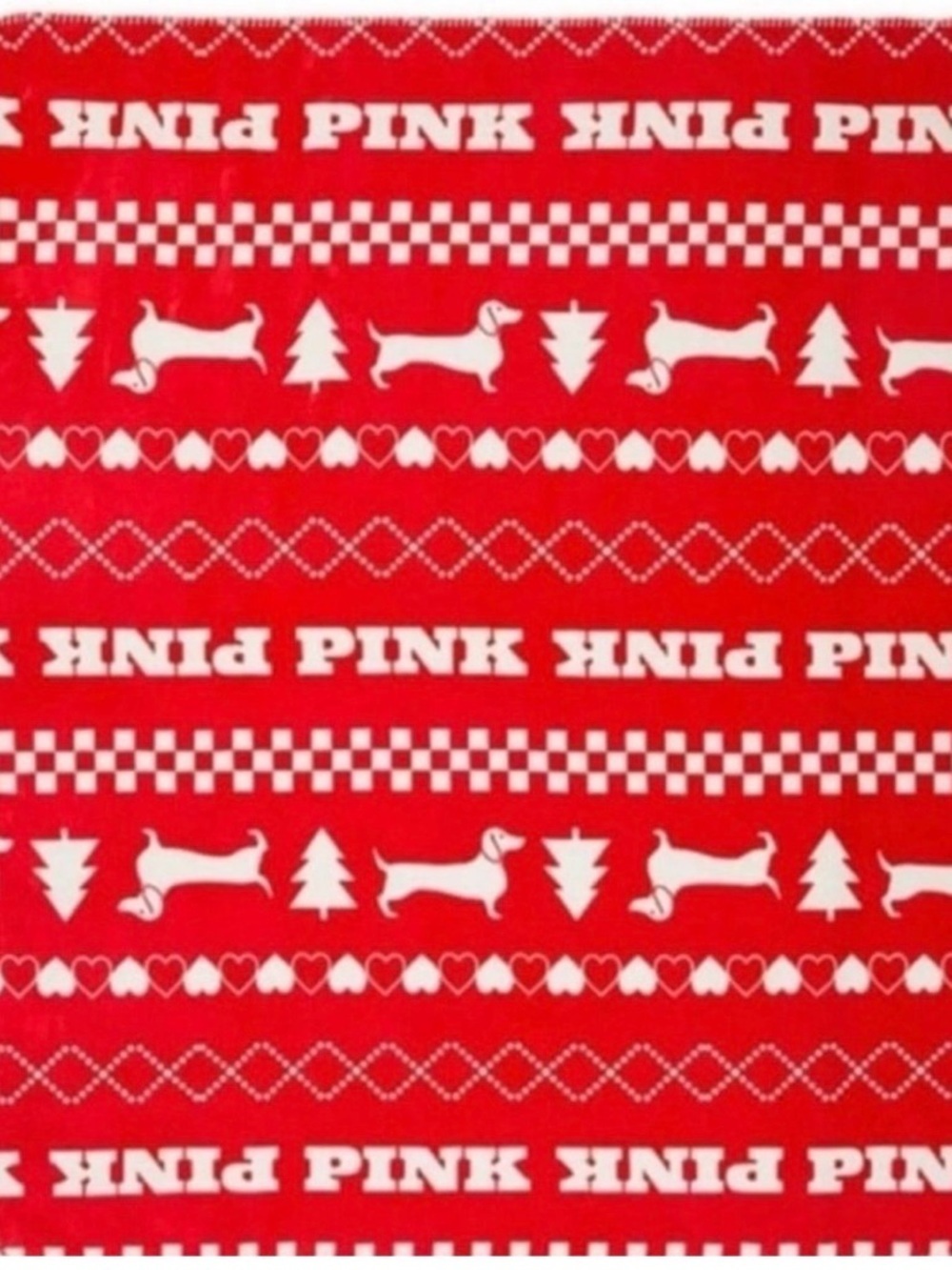PINK Christmas Dachshund Print blaket